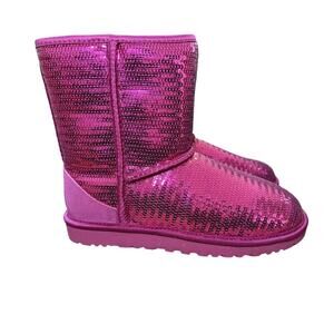 UGG Classic Short Sparkles Boots Fuchsia Size 6 NWT